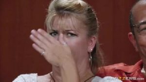 Busty newscaster pounded by two men during a live broadcast